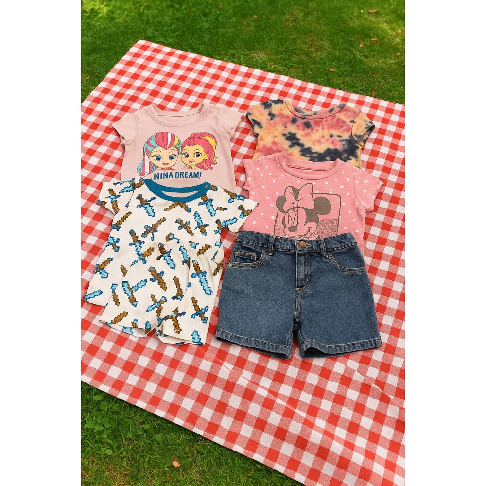 LOT of 5 Toddler Girl Clothes Size 3 & 4‎ | Minnie Mouse, Frozen, Tie Dye